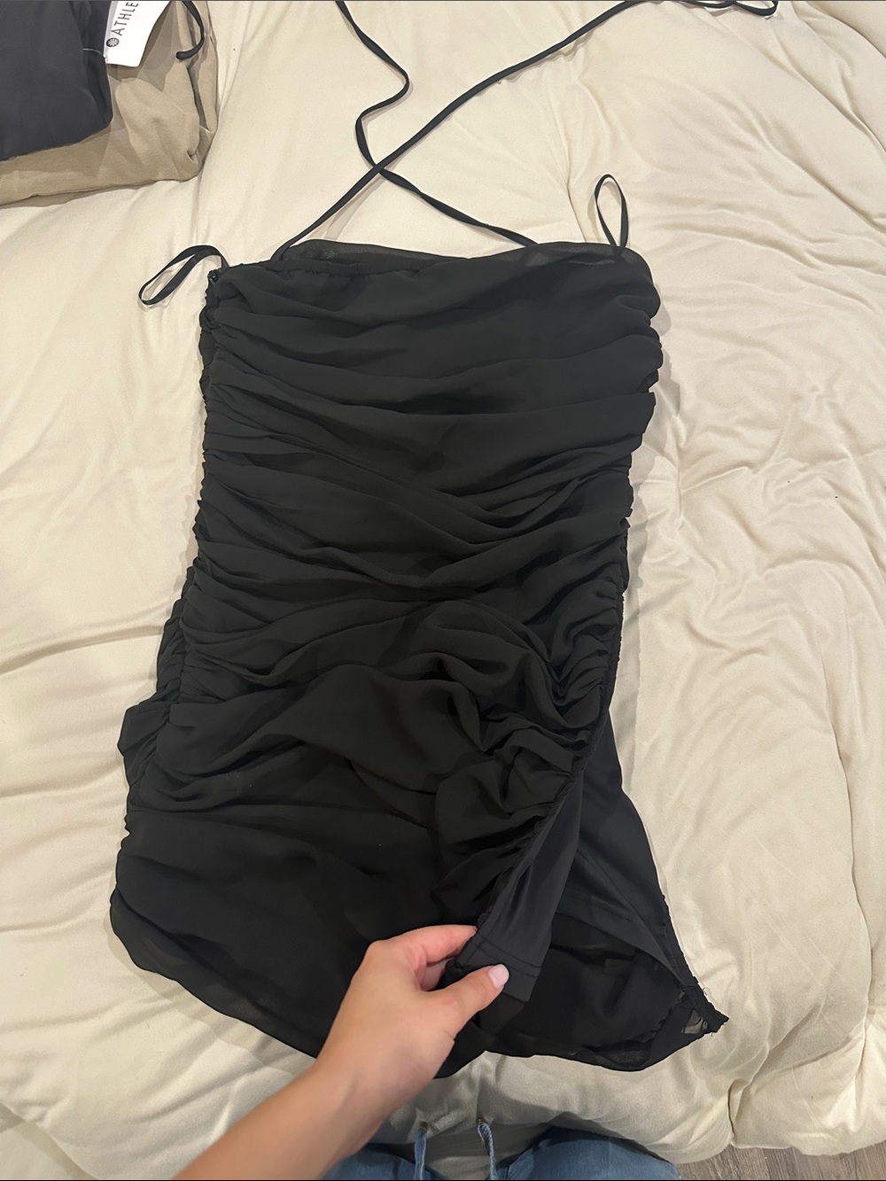 Black Ruched Strapless shirt